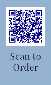 Back of Elizabeth Howard’s business card with a navy QR code that links to her author website, allowing readers to order her Christian books directly.